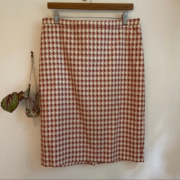 J.Crew midi pencil skirt pink cream pattern